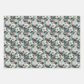 Elegante rode bessen & bloemen botanische kerst inpakpapier vel (Voorkant 3)