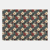 Elegante rode bessen & bloemen botanische kerst inpakpapier vel (Voorkant 2)