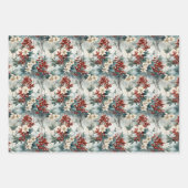 Elegante rode bessen & bloemen botanische kerst inpakpapier vel (Voorkant)