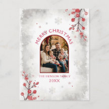Elegante Rode Bessen Familie Foto Kerstmis 