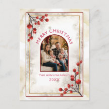 Elegante Rode Bessen Familiefoto Kerstmis