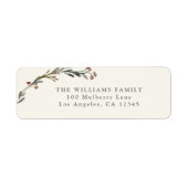 Elegante Rode Bessen Groene Kerst Adres Etiket (Voorkant)