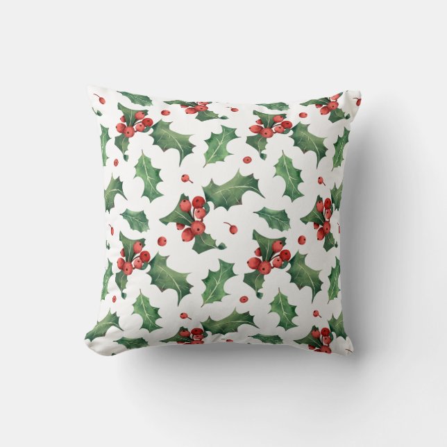 Elegante rode bessen kerst kussen (Voorkant)