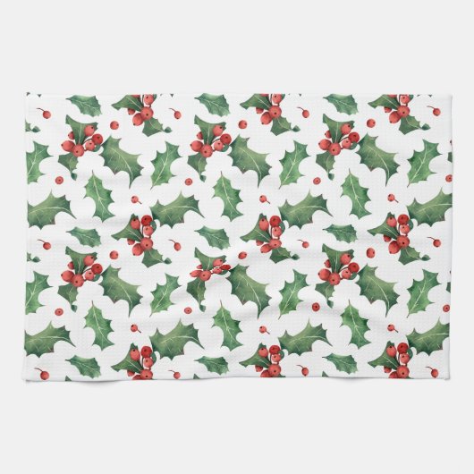 Elegante rode bessen kerst theedoek (Horizontaal)