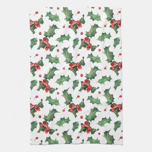 Elegante rode bessen kerst theedoek (Verticaal)