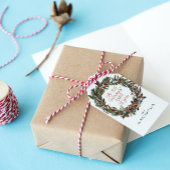 Elegante rode bessen Waterverf krans kerst Cadeaulabel