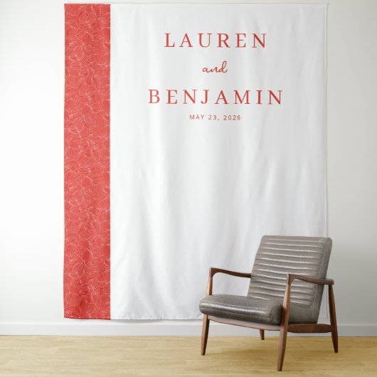 Elegante Rode Blad Textuur Wandkleed (In situ)