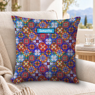 Elegante rode blauwe Mexicaanse Talavera patroon t Kussen