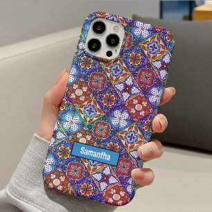 Elegante rode blauwe paarse Mexicaanse Talavera-te iPhone 15 Case