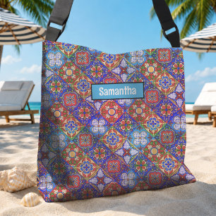 Elegante rode blauwe paarse Mexicaanse Talavera-te Crossbody Tas