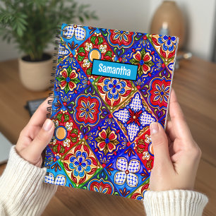 Elegante rode blauwe paarse Mexicaanse Talavera-te Notitieboek