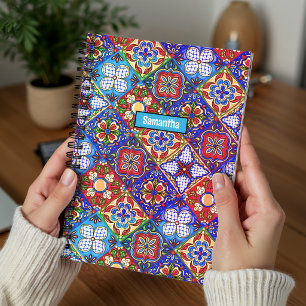 Elegante rode blauwe paarse Mexicaanse Talavera-te Notitieboek