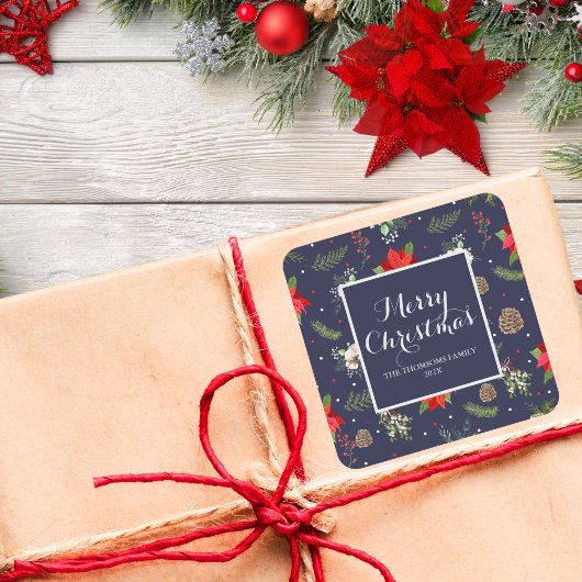 Elegante rode bloei bessen feestelijke patroon vierkante sticker