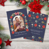 Elegante rode bloei bessen lint feestelijk feestdagenkaart