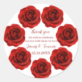 Elegante rode bloem aangepaste bruiloft ronde sticker