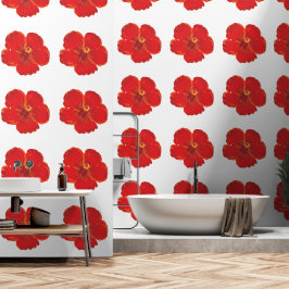 Elegante Rode Bloem Behang