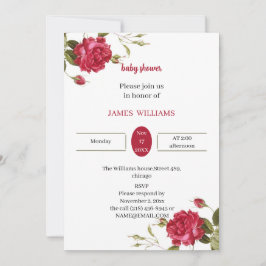 Elegante rode bloem Gepersonaliseerd Baby shower Kaart