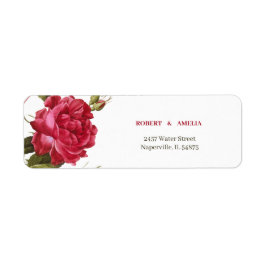 Elegante rode bloem gepersonaliseerd retouradres etiket