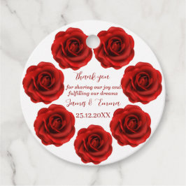 Elegante rode bloem gepersonaliseerde bruiloft bedankjes labels