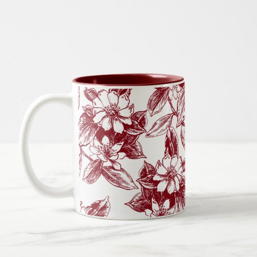 Elegante rode bloem lijnkunst mok (Links)