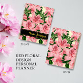 Elegante rode bloem  naam Persoonlijk Planner