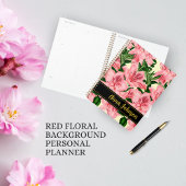 Elegante rode bloem  naam Persoonlijk Planner