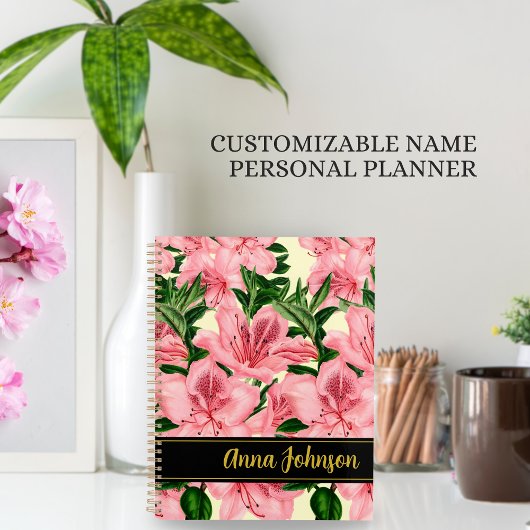 Elegante rode bloem naam Persoonlijk Planner