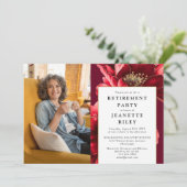 Elegante rode bloem pensioen partij foto kaart (Staand voorkant)