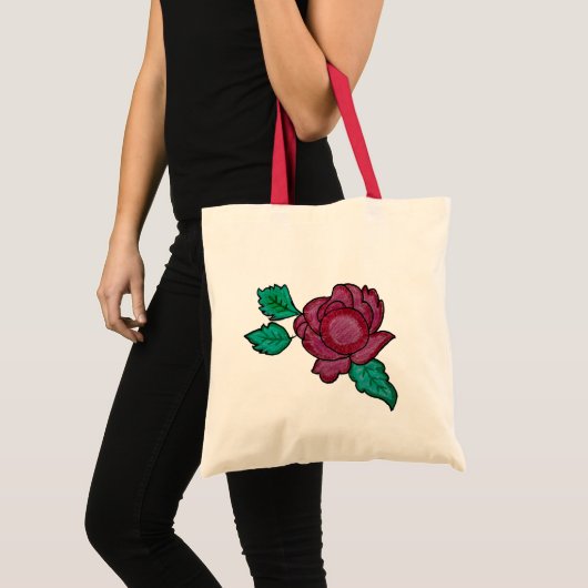 Elegante Rode Bloem Roos Boodschappentas Tote Bag (Voorkant (product))