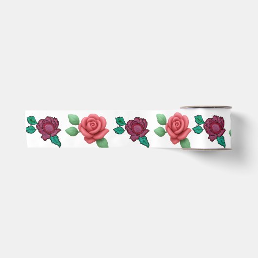 Elegante Rode Bloem Roos Satijnen Lint (Voorkant)