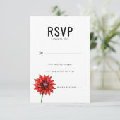 Elegante Rode Bloem RSVP Kaartje (Staand voorkant)