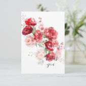 Elegante Rode Bloem Simpele Maatwerk Bedankkaart (Staand voorkant)