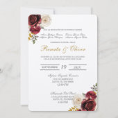 Elegante rode bloem trouwring Spaans Kaart (Voorkant)