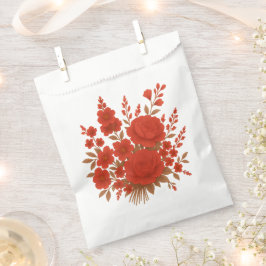 Elegante rode bloemboeket met romantische rozen bedankzakje