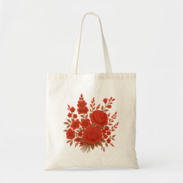 Elegante rode bloemboeket met romantische rozen tote bag