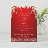 Elegante Rode Bloemen Art Deco Design bruiloft Kaart (Staand voorkant)