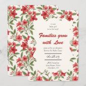 Elegante Rode Bloemen Botanische Adoptie Douche Kaart (Voorkant / Achterkant)