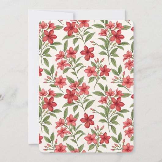 Elegante Rode Bloemen Botanische Adoptie Douche Kaart (Achterkant)