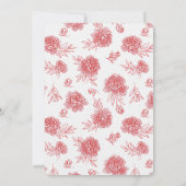 Elegante Rode Bloemen Bruidsdouche   Kaart (Achterkant)