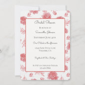 Elegante Rode Bloemen Bruidsdouche   Kaart (Voorkant)
