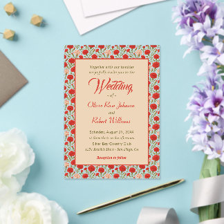 Elegante rode bloemen bruiloft acryl uitnodigingen