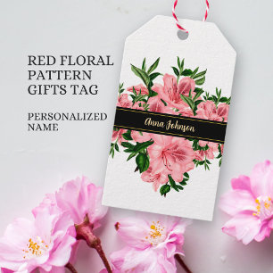 Elegante Rode Bloemen Custom Bedrijfsnaam & Logo Cadeaulabel