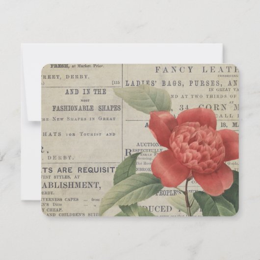 Elegante  Rode Bloemen Flat Note Kaart Notitiekaartje (Achterkant)