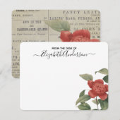 Elegante  Rode Bloemen Flat Note Kaart Notitiekaartje (Voorkant / Achterkant)