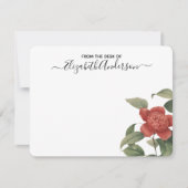 Elegante  Rode Bloemen Flat Note Kaart Notitiekaartje (Voorkant)