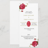 Elegante rode bloemen gepersonaliseerde bruiloft kaart (Voorkant / Achterkant)