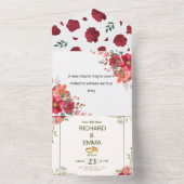 Elegante Rode Bloemen Huwelijksuitnodiging Kaart (Binnen)