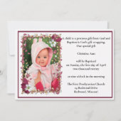 Elegante rode bloemen ontwerp doop kaart (Voorkant)