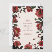 Elegante rode bloemen opslaan de datum kaart (Voorkant)