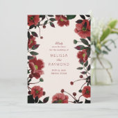 Elegante rode bloemen opslaan de datum kaart (Staand voorkant)